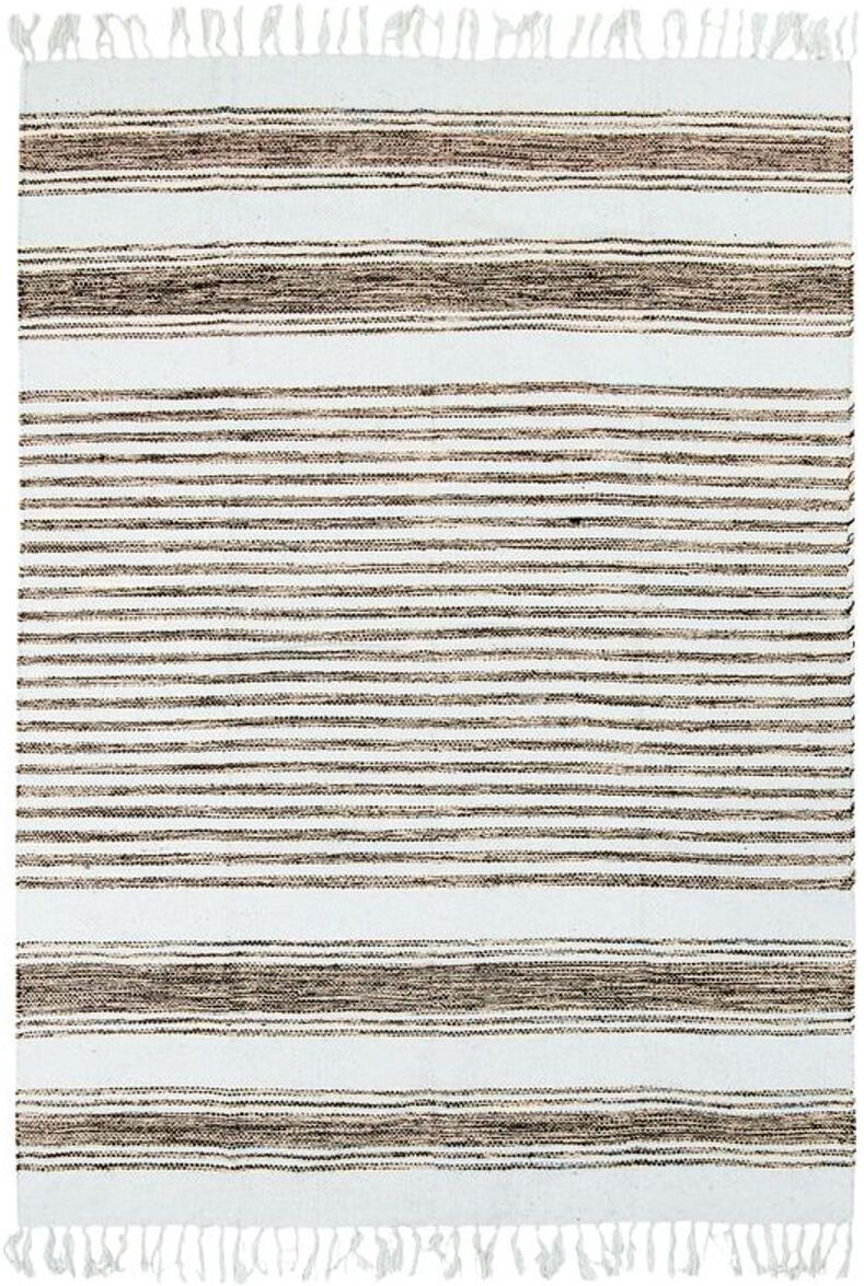 The Deco Factory Tapis 100% coton lignes sable-blanc 190x290 Beige 290x190x190cm