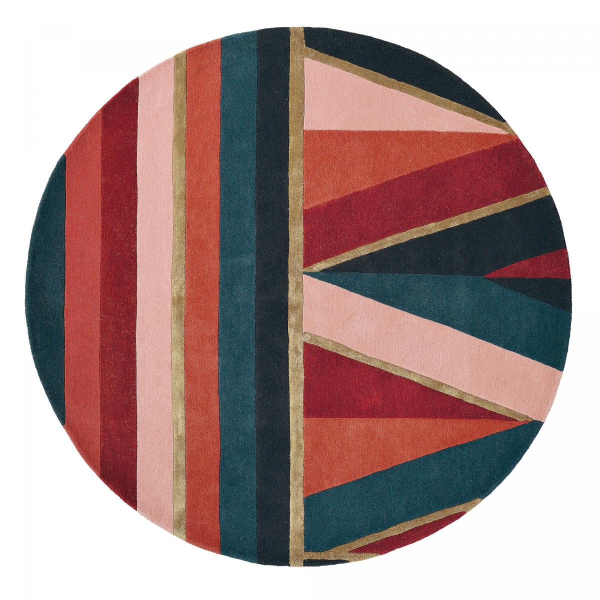 Ted Baker Tapis rond en laine Fait main 150x150 rond Multicolore Multicolore 150x12x150cm