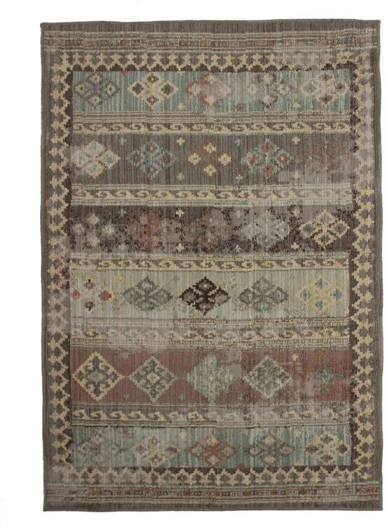 The Deco Factory Tapis effet vintage oriental lignes marron 160x230 Marron 230x160x160cm