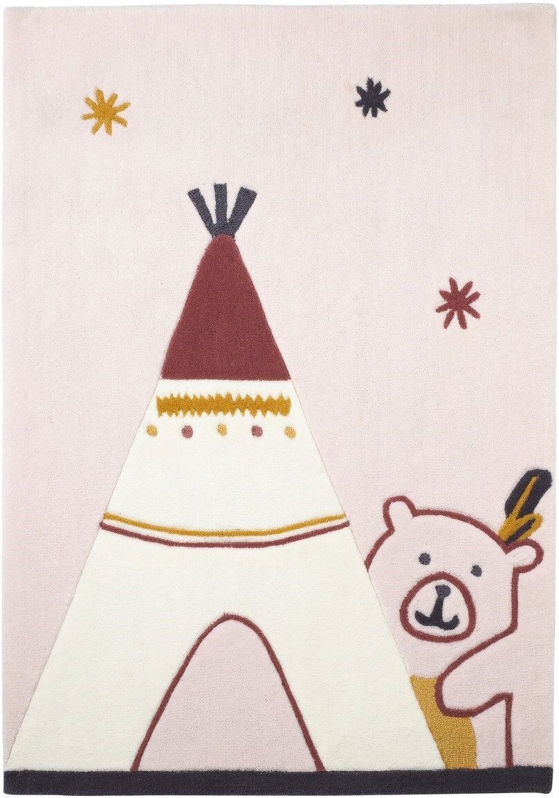 Sauthon Tapis de chambre enfant Tipi 130x90cm en acrylique beige Beige 130x2x90cm