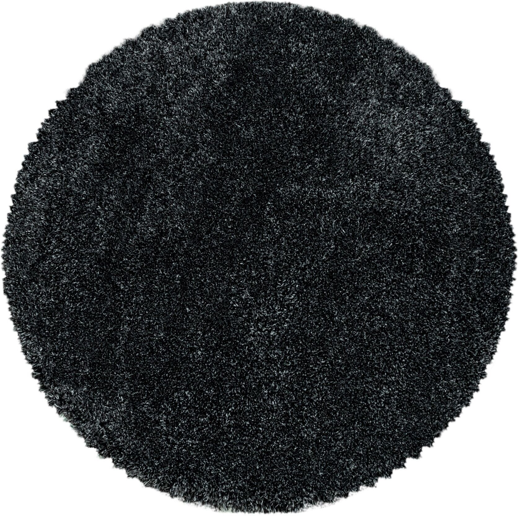 STUDIO DECO Tapis cosy rond à poils longs noir 200x200cm Noir 200x5x200cm