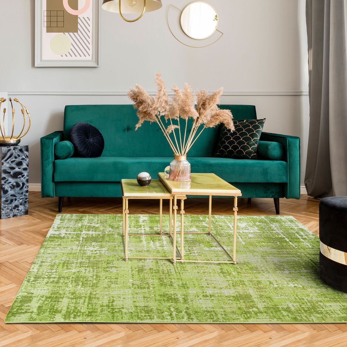 The Deco Factory Tapis effet patiné vintage vert 120x170 Vert 170x120x120cm