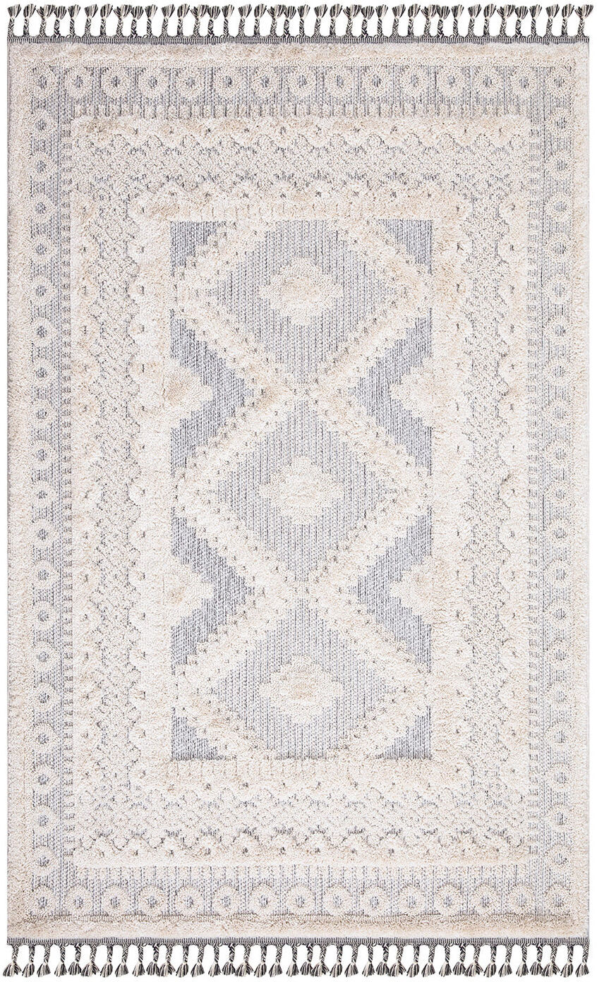 STUDIO DECO Tapis bohème chic à franges tressées crème et gris 160x230cm Beige 230x2x160cm