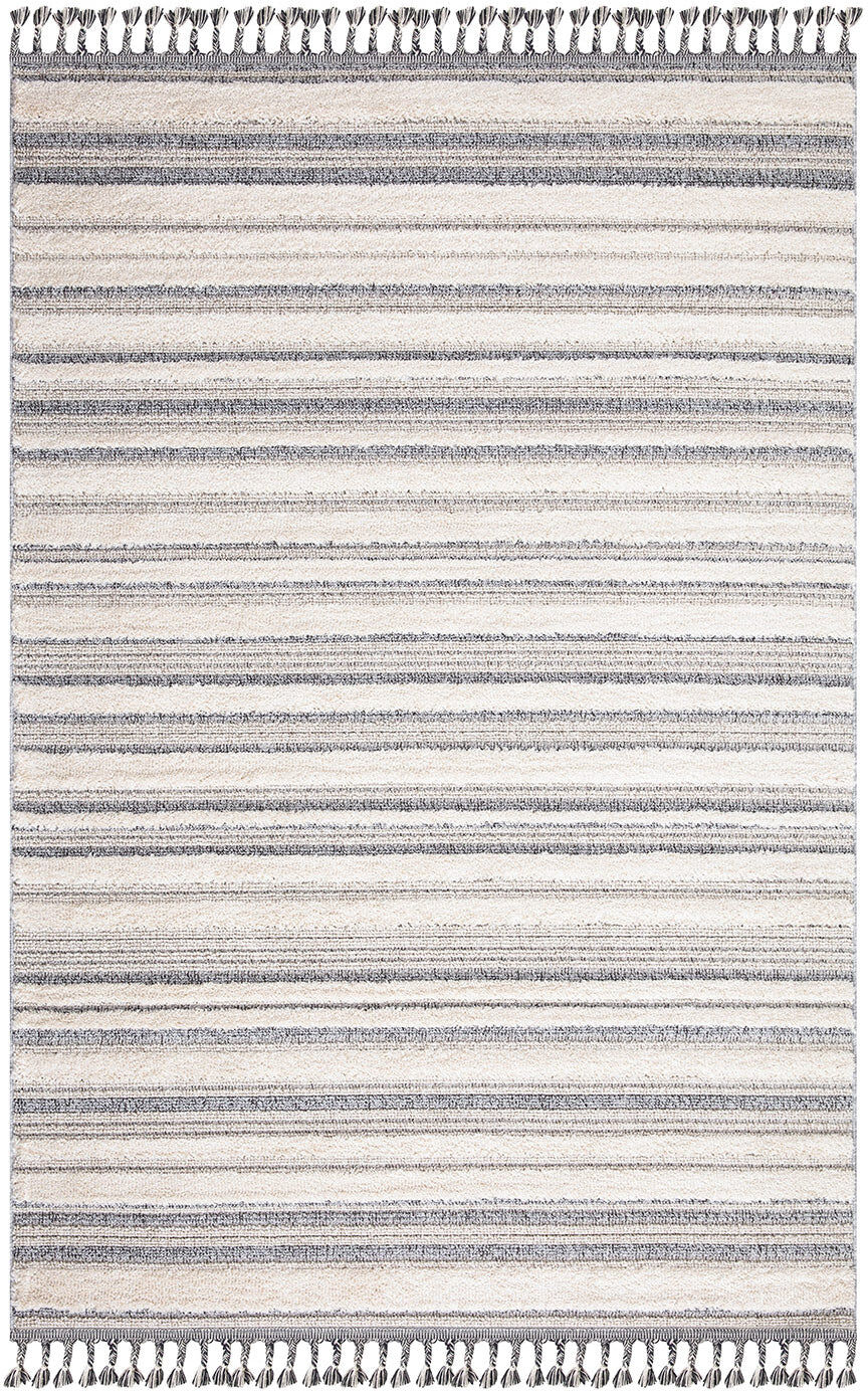 STUDIO DECO Tapis bohème chic à franges tressées crème et gris 140x200cm Beige 200x2x140cm