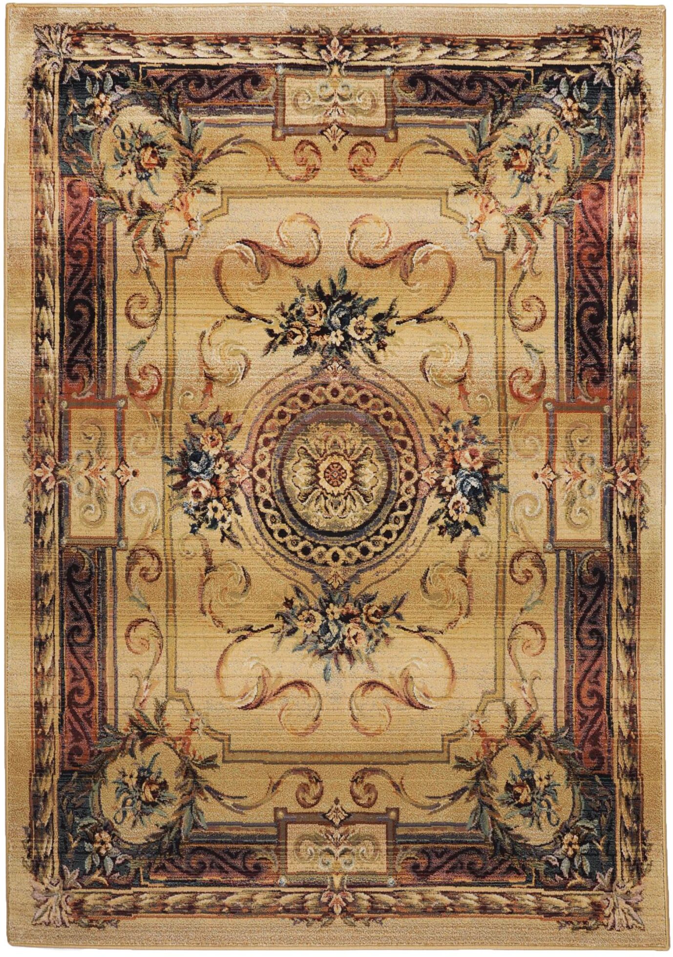 THEKO Tapis d'orient aubusson tissé machine - Beige 200x285 cm Beige 285x1x200cm