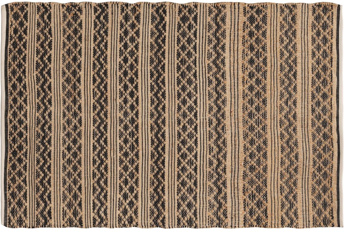 Rendez-Vous Déco Tapis en jute rayé avec forme géométrique 180x120 cm Beige 180x1x120cm