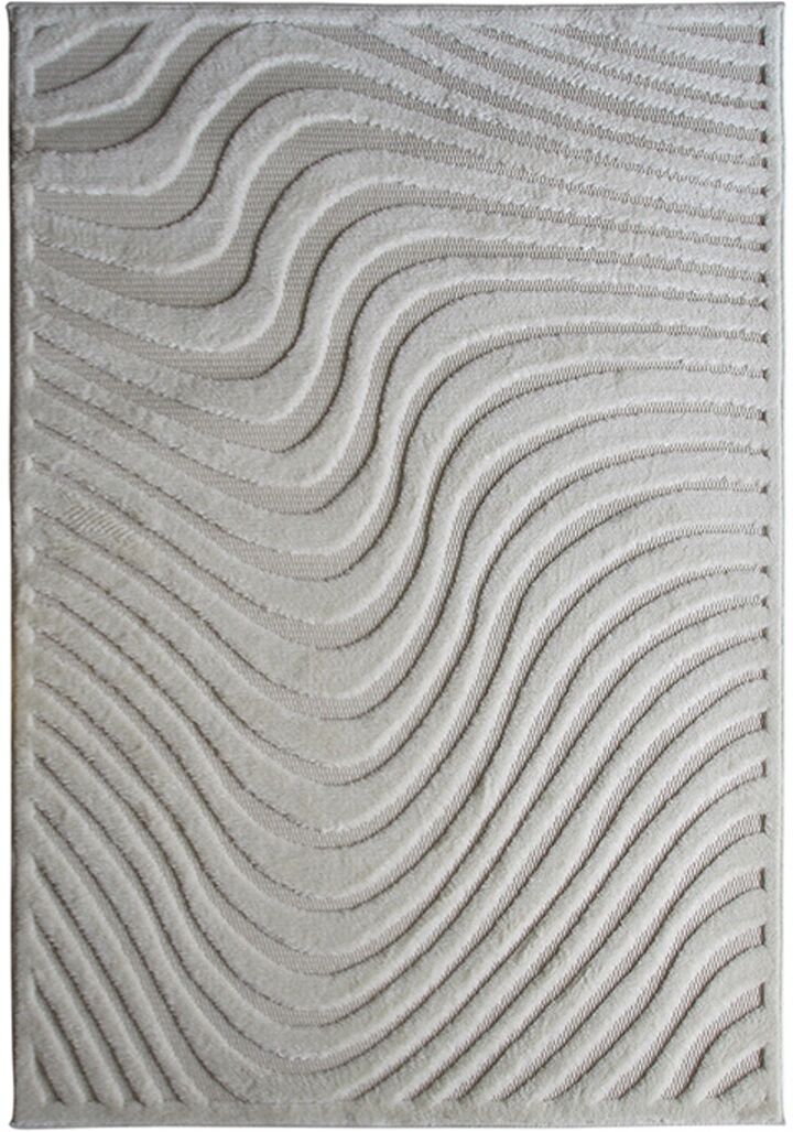 The Deco Factory Tapis pour dehors et dedans motif vibes en relief crème 160x220 Blanc 220x1x160cm