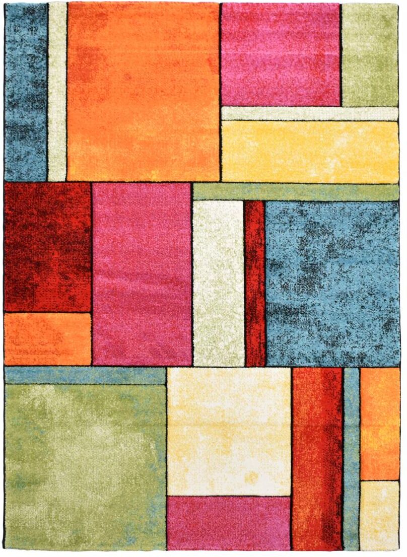 Un amour de tapis Tapis salon en polypropylène Oeko-Tex 200x200 carre Multicolore Multicolore 200x13x200cm