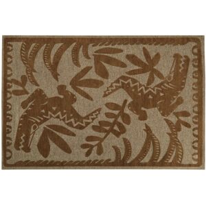 Maisons du Monde Tapis tissé jacquard jaune ocre et blanc motif en reliefs 155x230 Jaune 155x230cm