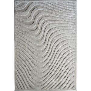 The Deco Factory Tapis pour dehors et dedans motif vibes en relief creme 160x220 Blanc 220x1x160cm