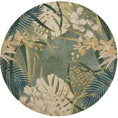 Maisons du Monde Tapis rond en Jacquard vert motif végétal - Publicité Maisons du Monde Tapis rond en Jacquard vert motif végétal - Publicité
