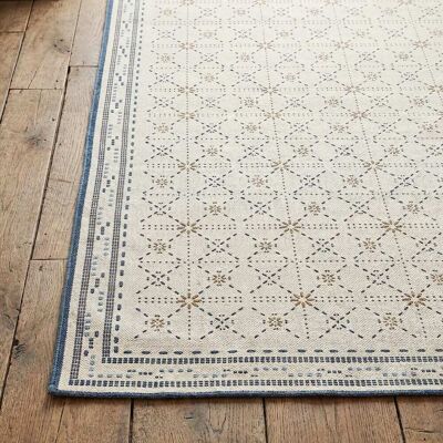 Maisons du Monde Tapis Dhurrie en coton recyclé tissé plat imprimé carreaux de ciment, 160x230 cm Blanc 160x230cm - Publicité Maisons du Monde Tapis Dhurrie en coton recyclé tissé plat imprimé carreaux de ciment, 160x230 cm Blanc 160x230cm - Publicité