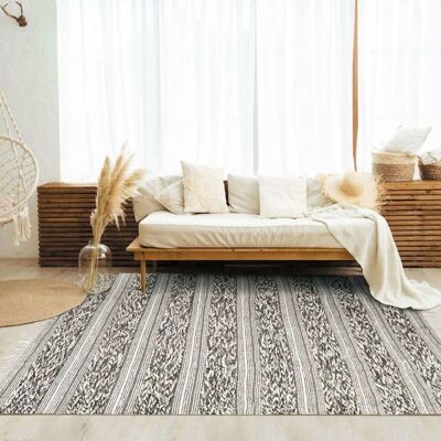 The Deco Factory Tapis en coton bande blanc-sable 160x230 Blanc 230x1x160cm - Publicité The Deco Factory Tapis en coton bande blanc-sable 160x230 Blanc 230x1x160cm - Publicité