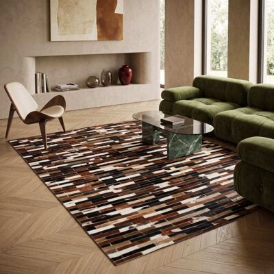 The Deco Factory Tapis en cuir recyclé moderne marron 120x170 Marron 170x1x120cm - Publicité The Deco Factory Tapis en cuir recyclé moderne marron 120x170 Marron 170x1x120cm - Publicité