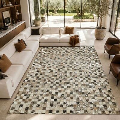 The Deco Factory Extra Silver Leather - Tapis en cuir recyclé - Gris clair - Tapis - Publicité The Deco Factory Extra Silver Leather - Tapis en cuir recyclé - Gris clair - Tapis - Publicité