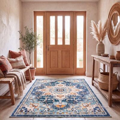 Tapis Bleu Malaya de Safavieh - Polypropylène 180x120cm - Publicité Tapis Bleu Malaya de Safavieh - Polypropylène 180x120cm - Publicité