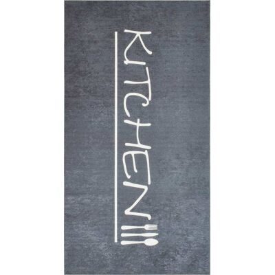 Nazar Tapis de cuisine anthracite motif kitchen 80x150 Gris 150x1x80cm - Publicité Nazar Tapis de cuisine anthracite motif kitchen 80x150 Gris 150x1x80cm - Publicité