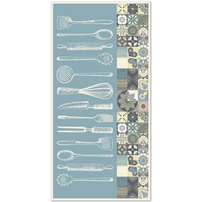 Home and Living Tapis vinyle cuisine utensile cuisine bleu 120x170cm Bleu 170x0x120cm - Publicité Home and Living Tapis vinyle cuisine utensile cuisine bleu 120x170cm Bleu 170x0x120cm - Publicité