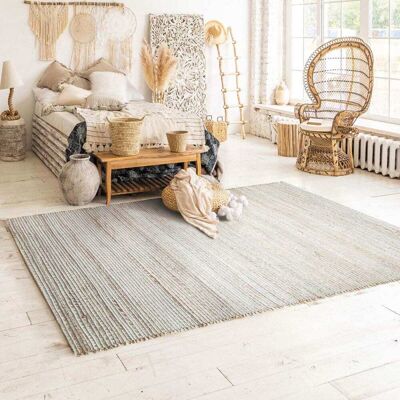 Deco Factory MARAGE - Tapis en jute et coton naturel - 160x230cm - Publicité Deco Factory MARAGE - Tapis en jute et coton naturel - 160x230cm - Publicité