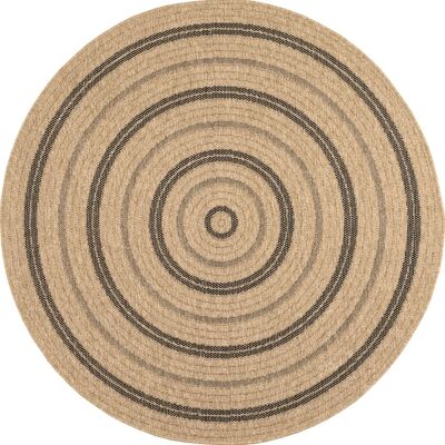 Nazar Tapis intérieur et extérieur effet jute motif rond noir diamètre 120 Beige 120x1x120cm - Publicité Nazar Tapis intérieur et extérieur effet jute motif rond noir diamètre 120 Beige 120x1x120cm - Publicité