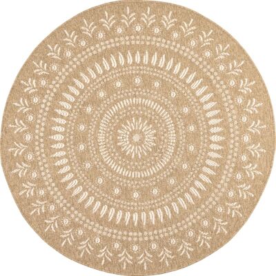 Nazar Tapis intérieur et extérieur effet jute oriental blanc diamètre 120 Beige 120x1x120cm - Publicité Nazar Tapis intérieur et extérieur effet jute oriental blanc diamètre 120 Beige 120x1x120cm - Publicité