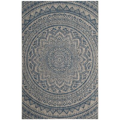 Tapis contemporain Safavieh pour intérieur & extérieur - Collection Courtyard, gris & bleu, 160x231cm - Publicité Tapis contemporain Safavieh pour intérieur & extérieur - Collection Courtyard, gris & bleu, 160x231cm - Publicité
