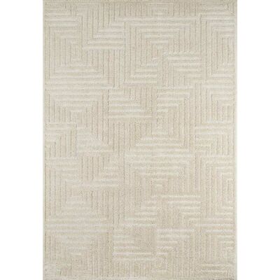 Nazar Tapis salon motif labyrinthe en 3d crème - 120x160 Blanc 170x2x120cm - Publicité Nazar Tapis salon motif labyrinthe en 3d crème - 120x160 Blanc 170x2x120cm - Publicité