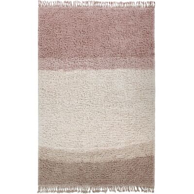 Tapis Woolable de Lorena Canals - Rose - Design à rayures irrégulières - 140x200cm - Inspiration estivale - Publicité Tapis Woolable de Lorena Canals - Rose - Design à rayures irrégulières - 140x200cm - Inspiration estivale - Publicité