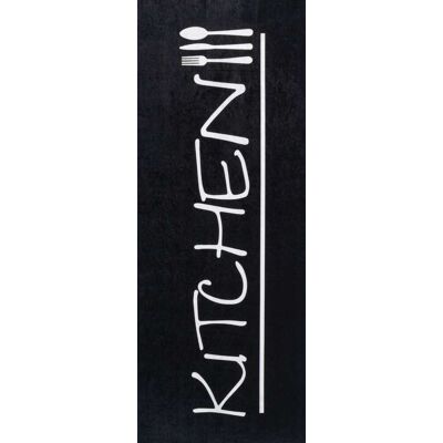 Nazar Tapis de cuisine noir motif kitchen 70x180 Noir 180x1x70cm - Publicité Nazar Tapis de cuisine noir motif kitchen 70x180 Noir 180x1x70cm - Publicité
