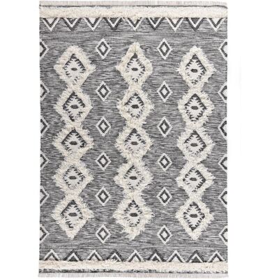 THEKO Tapis bohème chic tissé main noir / blanc 170x240 cm Gris 240x1x170cm - Publicité THEKO Tapis bohème chic tissé main noir / blanc 170x240 cm Gris 240x1x170cm - Publicité