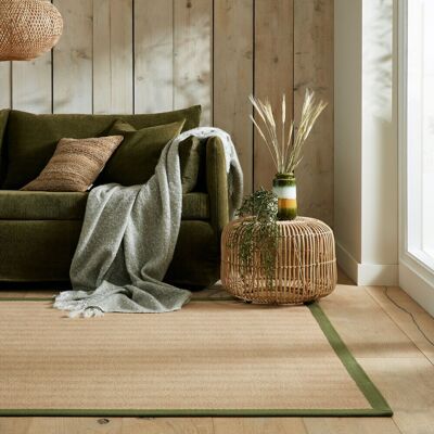 Flair Rugs Tapis en jute beige avec bords verts kaki Vert 290x1x200cm - Publicité Flair Rugs Tapis en jute beige avec bords verts kaki Vert 290x1x200cm - Publicité