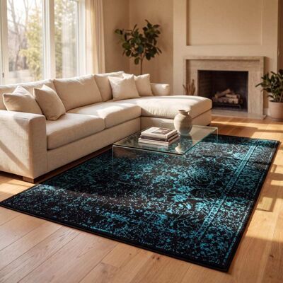 Tapis Safavieh - Noir/Vert Bleu - 155x230cm - Style Moderne - Publicité Tapis Safavieh - Noir/Vert Bleu - 155x230cm - Style Moderne - Publicité