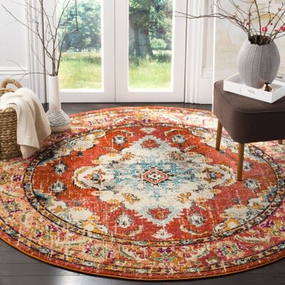 Tapis Safavieh 200x200cm Orange/Blue Clair - Tapis - Publicité Tapis Safavieh 200x200cm Orange/Blue Clair - Tapis - Publicité