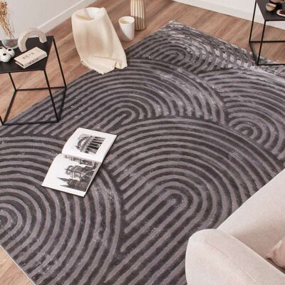 Nazar Tapis à poils ras motif arc en ciel - gris - 160x230 cm Gris 230x1x160cm - Publicité Nazar Tapis à poils ras motif arc en ciel - gris - 160x230 cm Gris 230x1x160cm - Publicité