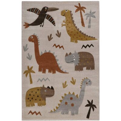Smart Kids Tapis enfant motif dinosaures beige et taupe avec relief 120x170 Beige 170x120x170cm - Publicité Smart Kids Tapis enfant motif dinosaures beige et taupe avec relief 120x170 Beige 170x120x170cm - Publicité