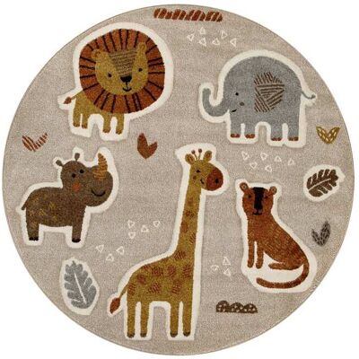 Smart Kids Tapis rond enfants animaux savane beige avec relief Ø120 Beige 120x120x120cm - Publicité Smart Kids Tapis rond enfants animaux savane beige avec relief Ø120 Beige 120x120x120cm - Publicité