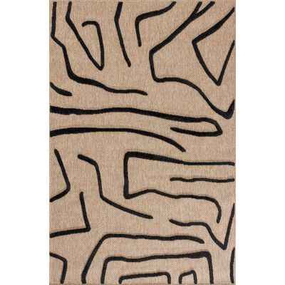 Nazar Tapis aspect jute motif géométrique noir 120x170 cm Beige 160x1x120cm - Publicité Nazar Tapis aspect jute motif géométrique noir 120x170 cm Beige 160x1x120cm - Publicité