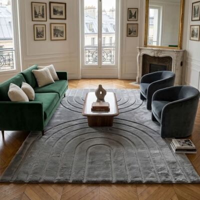 Nazar Tapis doux anthracite, motif arc - 160x230 Gris 230x2x160cm - Publicité Nazar Tapis doux anthracite, motif arc - 160x230 Gris 230x2x160cm - Publicité