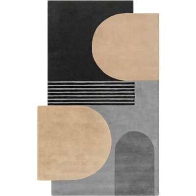 Flair Rugs Tapis pure laine noire, grise et beige 150x240cm Noir 240x1x150cm - Publicité Flair Rugs Tapis pure laine noire, grise et beige 150x240cm Noir 240x1x150cm - Publicité