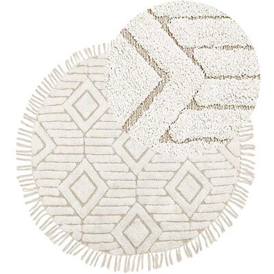 Tapis Rond en Coton Beliani - Style Boho - Publicité Tapis Rond en Coton Beliani - Style Boho - Publicité