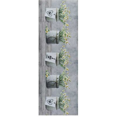 Atticgo Tapis de cuisine lavable fleurs gris/vert/jaune 52x200 cm Gris 200x0x52cm - Publicité Atticgo Tapis de cuisine lavable fleurs gris/vert/jaune 52x200 cm Gris 200x0x52cm - Publicité