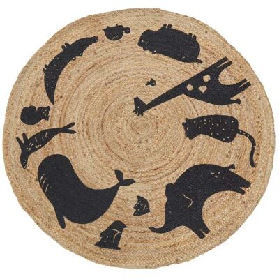 Beliani - Tapis rond en jute avec animaux - Décoration enfant - Publicité Beliani - Tapis rond en jute avec animaux - Décoration enfant - Publicité