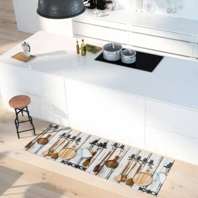 Atticgo Tapis de cuisine lavable cuisine rustique multicolore 52x200 cm Multicolore 200x1x52cm - Publicité Atticgo Tapis de cuisine lavable cuisine rustique multicolore 52x200 cm Multicolore 200x1x52cm - Publicité