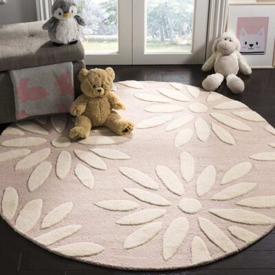 Safavieh Tapis à pois en laine rose/blanc, 152 cm Rose 152x1x152cm - Publicité Safavieh Tapis à pois en laine rose/blanc, 152 cm Rose 152x1x152cm - Publicité