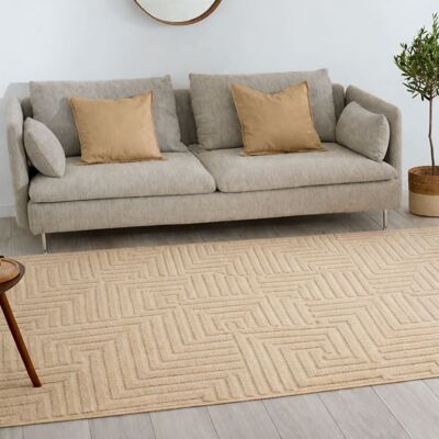 Nazar Tapis salon motif labyrinthe en 3d beige - 160x230 cm Beige 230x2x160cm - Publicité Nazar Tapis salon motif labyrinthe en 3d beige - 160x230 cm Beige 230x2x160cm - Publicité