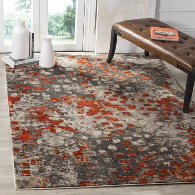 Safavieh Tapis bohème chic en polypropylène gris/orange, 122 x 170 cm Orange 170x1x122cm - Publicité Safavieh Tapis bohème chic en polypropylène gris/orange, 122 x 170 cm Orange 170x1x122cm - Publicité