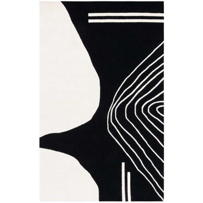 Safavieh Tapis laine/cotton noir/ivoire 91 x 152 cm Noir 152x1x91cm - Publicité Safavieh Tapis laine/cotton noir/ivoire 91 x 152 cm Noir 152x1x91cm - Publicité