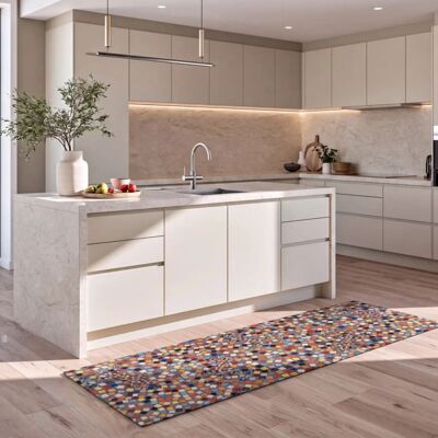 Atticgo Tapis de cuisine lavable mosaïque multicolore 52x200 cm Multicolore 200x1x52cm - Publicité Atticgo Tapis de cuisine lavable mosaïque multicolore 52x200 cm Multicolore 200x1x52cm - Publicité