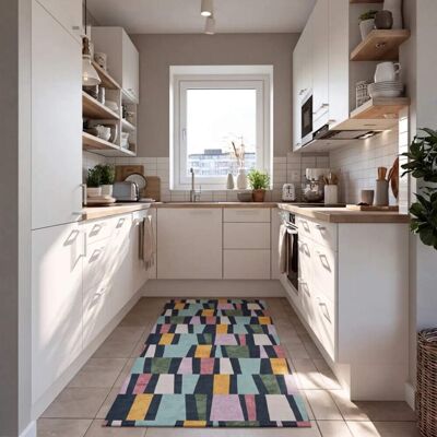 Atticgo Tapis de cuisine lavable géométrique multicolore 52x200 cm Multicolore 200x1x52cm - Publicité Atticgo Tapis de cuisine lavable géométrique multicolore 52x200 cm Multicolore 200x1x52cm - Publicité
