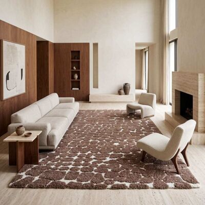 The Deco Factory Tapis shaggy doux motif galets marron et écru 160x230 Marron 230x3x160cm - Publicité The Deco Factory Tapis shaggy doux motif galets marron et écru 160x230 Marron 230x3x160cm - Publicité